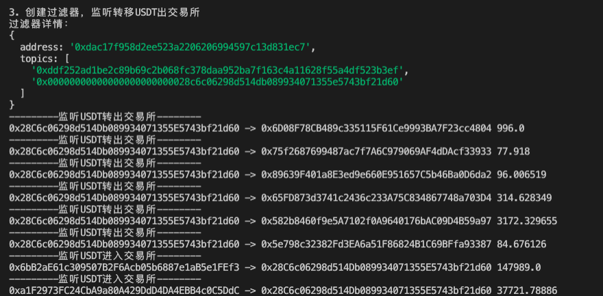 Monitoring USDT transactions sent to Binance